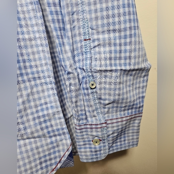 NEW Vintage Italia 1958 Blue White Plaid Paisley Long Sleeve Shirt Large - Picture 8 of 14